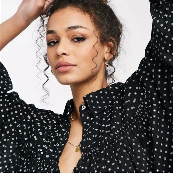 NWOT $98 ✨Free People✨ Full Swing Printed Mini Dress - Oversized XS - Picture 4 of 4